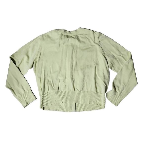 J Jill key lime green iridescent shell button front cardigan - Picture 4 of 5